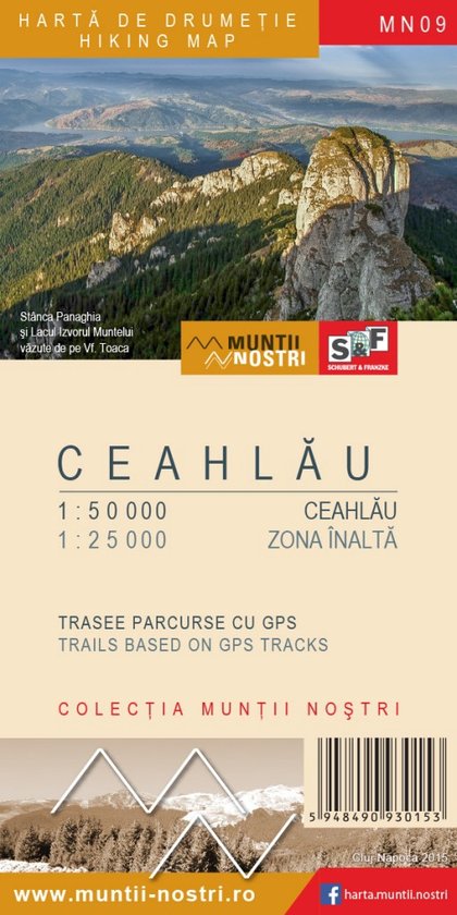 MN-09 Ceahlau Massif Map | wandelkaart 1:50.000 / 25.000 5948490930153  Muntii Nostri Wandelkaarten Roemenië  Wandelkaarten Roemenië, Moldavië