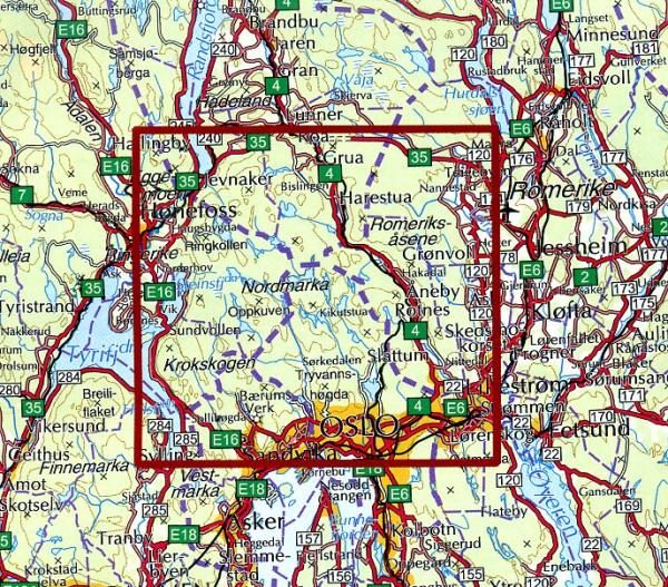 DNT-2423  Oslo Nordmark sommerutgave | topografische wandelkaart 1:50.000 7046660024232  Nordeca Turkart Norge 1:50.000  Wandelkaarten Zuid-Noorwegen