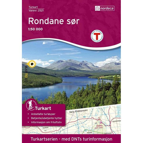 DNT-2521  Rondane Sor | topografische wandelkaart 1:50.000 7046660025215  Nordeca Turkart Norge 1:50.000  Wandelkaarten Zuid-Noorwegen