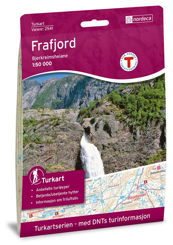 DNT-2541 Frafjord - Bjerkreimsheiane kaart | topografische wandelkaart 1:50.000 7046660025413  Nordeca Turkart Norge 1:50.000  Wandelkaarten Zuid-Noorwegen