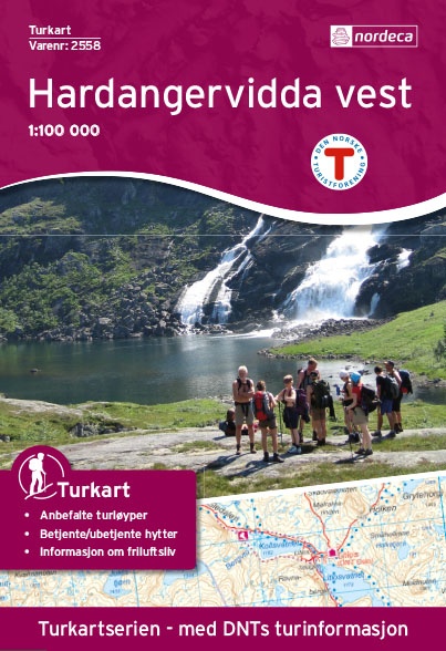 DNT-2558  Hardangervidda Vest wandelkaart 1:100.000 7046660025581  Nordeca Turkart Norge 1:100.000  Wandelkaarten Zuid-Noorwegen