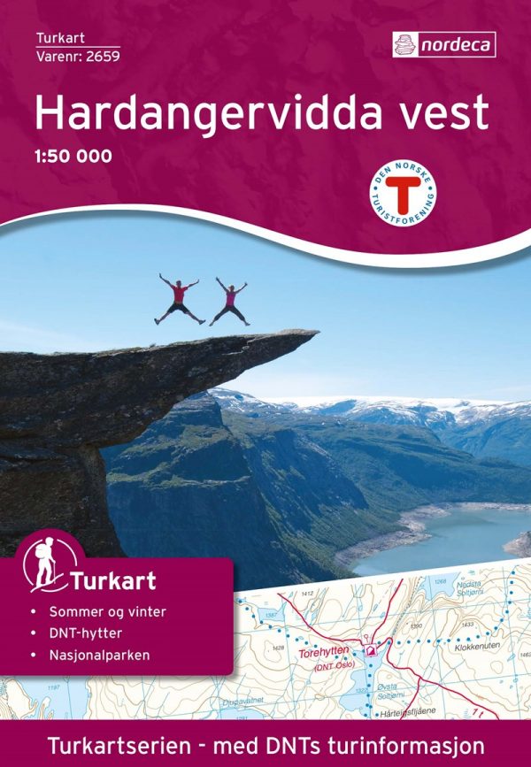DNT-2659 Hardangervidda Vest | topografische wandelkaart 1:50.000 7046660026595  Nordeca Turkart Norge 1:50.000  Wandelkaarten Zuid-Noorwegen