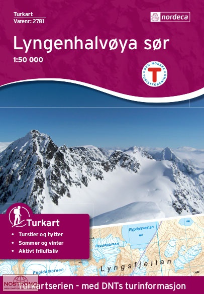 DNT-2781 Lyngenhalvøya Sør | topografische wandelkaart 1:50.000 7046660027813  Nordeca Turkart Norge 1:50.000  Wandelkaarten Noors Lapland