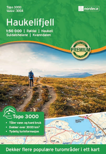 NO-3004 Haukelifjell | topografische wandelkaart 1:50.000 7046660030042  Nordeca Topo 3000  Wandelkaarten Zuid-Noorwegen