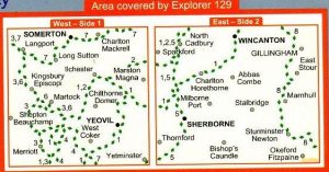 EXP-129  Yeovil + Sherborne | wandelkaart 1:25.000 9780319235980  Ordnance Survey Explorer Maps 1:25t.  Wandelkaarten West Country