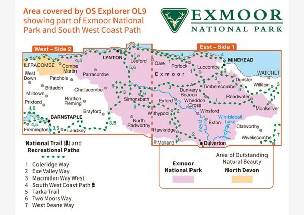 EXP-009  Exmoor  OL9 | wandelkaart 1:25.000 9780319242483  Ordnance Survey Explorer Maps 1:25t.  Wandelkaarten West Country