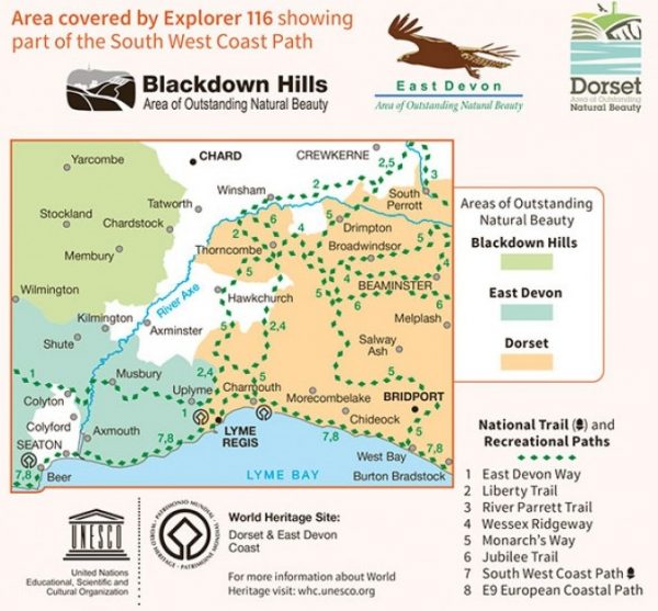 EXP-116  Lyme Regis + Bridport | wandelkaart 1:25.000 9780319243176  Ordnance Survey Explorer Maps 1:25t.  Wandelkaarten West Country