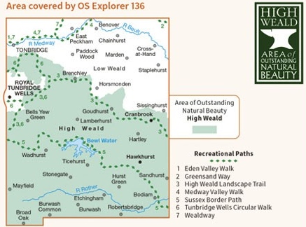 EXP-136  The Weald | wandelkaart 1:25.000 9780319243299  Ordnance Survey Explorer Maps 1:25t.  Wandelkaarten Zuidoost-Engeland