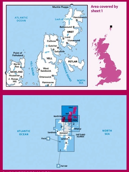 LR-001  Shetland - Yell & Unst | topografische wandelkaart 9780319260999  Ordnance Survey Landranger Maps 1:50.000  Wandelkaarten Shetland & Orkney