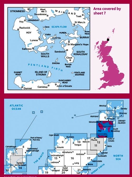 LR-007  Orkney - Southern Isles | topografische wandelkaart 9780319261057  Ordnance Survey Landranger Maps 1:50.000  Wandelkaarten Shetland & Orkney