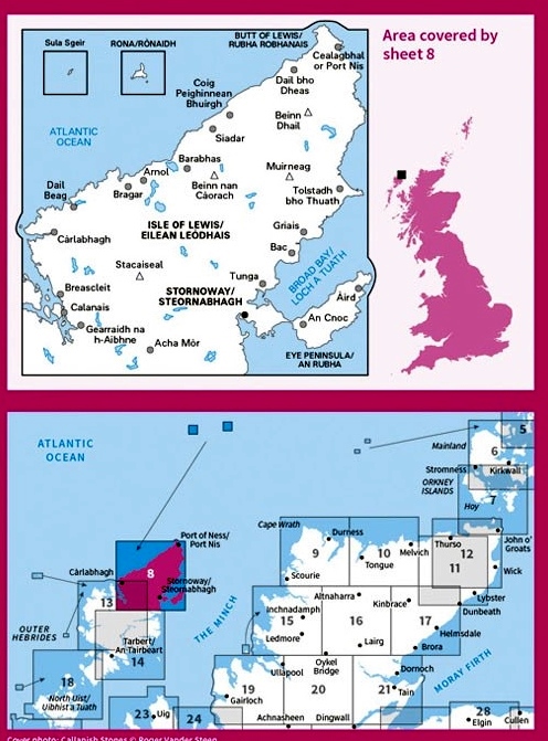 LR-008  Stornoway + North Lewis | topografische wandelkaart 9780319261064  Ordnance Survey Landranger Maps 1:50.000  Wandelkaarten Skye & the Western Isles
