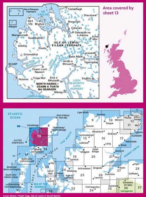 LR-013  West Lewis + North Harris | topografische wandelkaart 9780319261118  Ordnance Survey Landranger Maps 1:50.000  Wandelkaarten Skye & the Western Isles