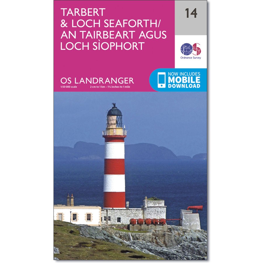 LR-014  Tarbert + Loch Seaforth | topografische wandelkaart 9780319261125  Ordnance Survey Landranger Maps 1:50.000  Wandelkaarten Skye & the Western Isles