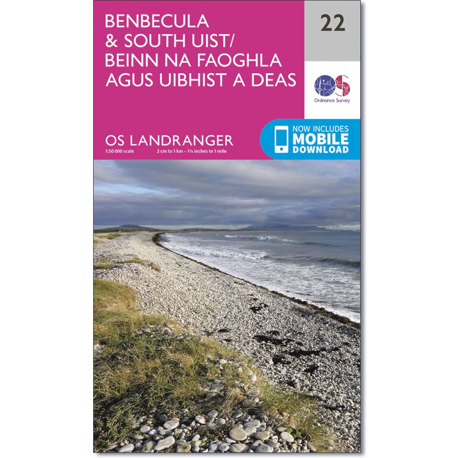 LR-022  Benbecula + South Uist | topografische wandelkaart 9780319261200  Ordnance Survey Landranger Maps 1:50.000  Wandelkaarten Skye & the Western Isles