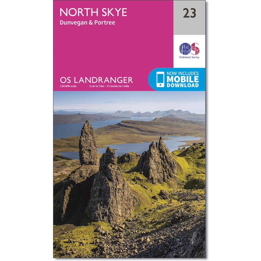 LR-023  North Skye, Dunvegan, Portree | topografische wandelkaart 9780319261217  Ordnance Survey Landranger Maps 1:50.000  Wandelkaarten Skye & the Western Isles