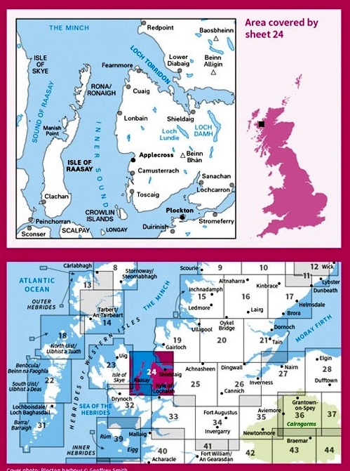 LR-024  Raasay, Applecross, Loch Torridon,Plockto | topografische wandelkaart 9780319261224  Ordnance Survey Landranger Maps 1:50.000  Wandelkaarten de Schotse Hooglanden (ten noorden van Glasgow / Edinburgh)
