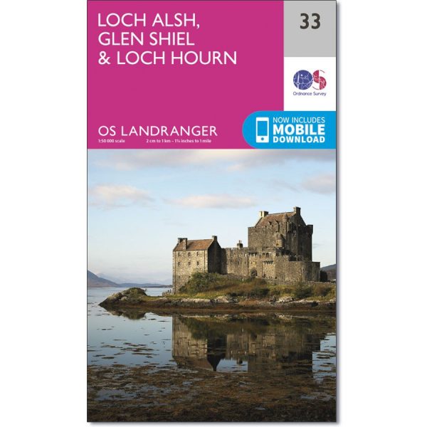 LR-033  Loch Alsh, Glen Shiel, Loch Hourn | topografische wandelkaart 9780319261316  Ordnance Survey Landranger Maps 1:50.000  Wandelkaarten de Schotse Hooglanden (ten noorden van Glasgow / Edinburgh)