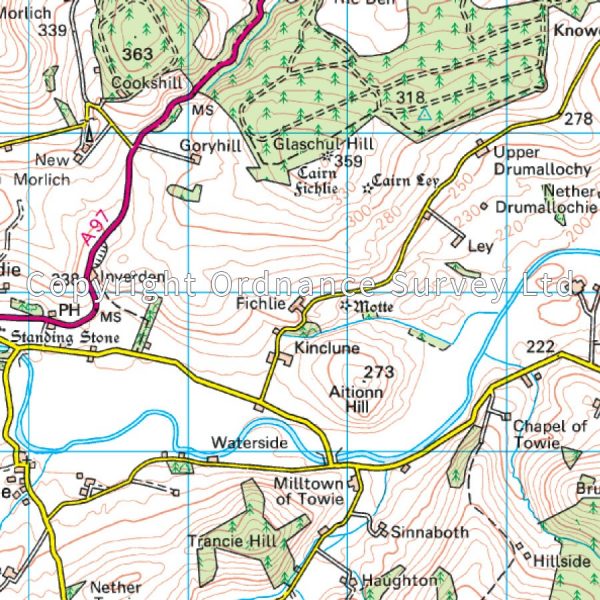 LR-037  Strathdon, Alford | topografische wandelkaart 9780319261354  Ordnance Survey Landranger Maps 1:50.000  Wandelkaarten de Schotse Hooglanden (ten noorden van Glasgow / Edinburgh)