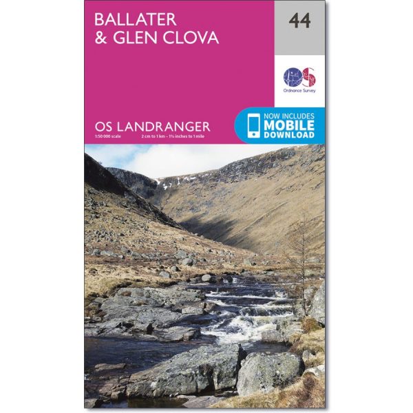 LR-044  Ballater, Glen Clova | topografische wandelkaart 9780319261422  Ordnance Survey Landranger Maps 1:50.000  Wandelkaarten de Schotse Hooglanden (ten noorden van Glasgow / Edinburgh)