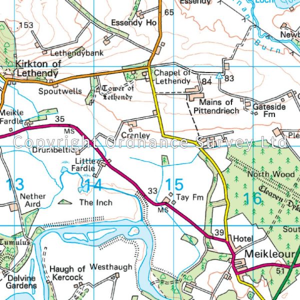 LR-053  Blairgowrie | topografische wandelkaart 9780319261514  Ordnance Survey Landranger Maps 1:50.000  Wandelkaarten de Schotse Hooglanden (ten noorden van Glasgow / Edinburgh)
