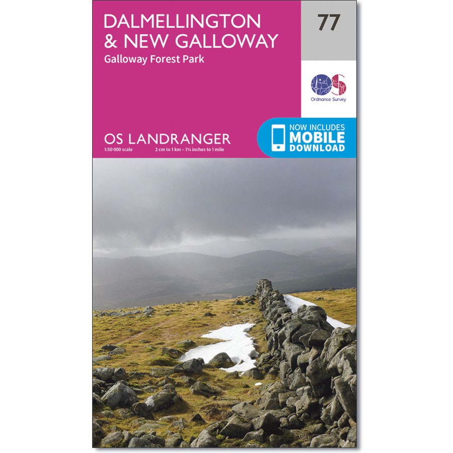 LR-077  Dalmellington to New Galloway | topografische wandelkaart 9780319261750  Ordnance Survey Landranger Maps 1:50.000  Wandelkaarten Zuid-Schotland