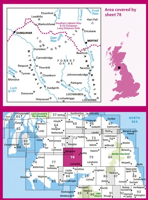 LR-078  Moffat | topografische wandelkaart 9780319261767  Ordnance Survey Landranger Maps 1:50.000  Wandelkaarten Zuid-Schotland