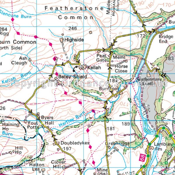 LR-086  Haltwhistle, Bewcastle + Alston | topografische wandelkaart 9780319261842  Ordnance Survey Landranger Maps 1:50.000  Wandelkaarten Noordoost-Engeland, Noordwest-Engeland