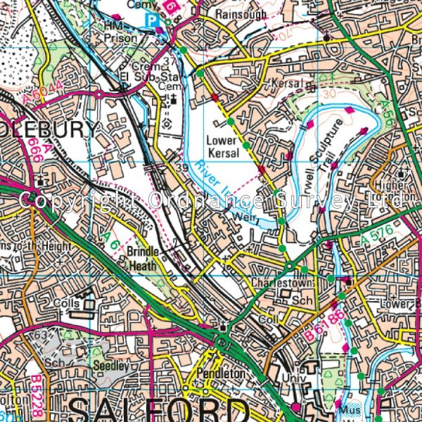 LR-109  Manchester, Bolton + Warrington | topografische wandelkaart 9780319262078  Ordnance Survey Landranger Maps 1:50.000  Wandelkaarten Liverpool