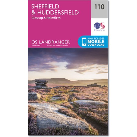 LR-110  Sheffield + Huddersfield, Glossop,Holmfirth | topografische wandelkaart 9780319262085  Ordnance Survey Landranger Maps 1:50.000  Wandelkaarten Noordoost-Engeland