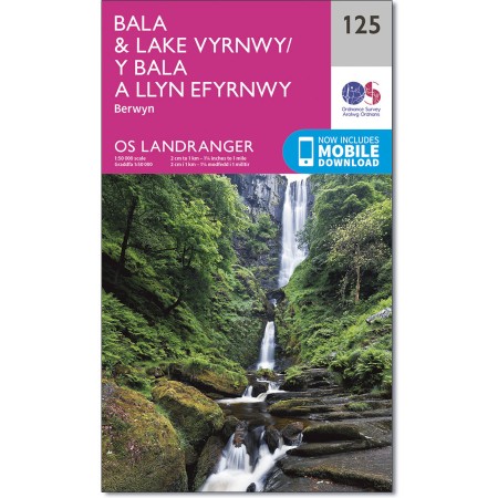 LR-125  Bala + Lake Vyrnwy, Berwyn | topografische wandelkaart 9780319262238  Ordnance Survey Landranger Maps 1:50.000  Wandelkaarten Noord-Wales, Anglesey, Snowdonia