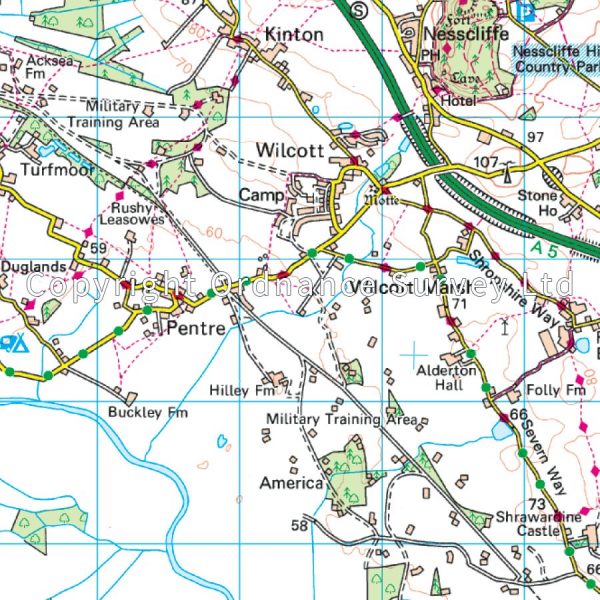 LR-126  Shrewsbury | topografische wandelkaart 9780319262245  Ordnance Survey Landranger Maps 1:50.000  Wandelkaarten Midlands, Cotswolds