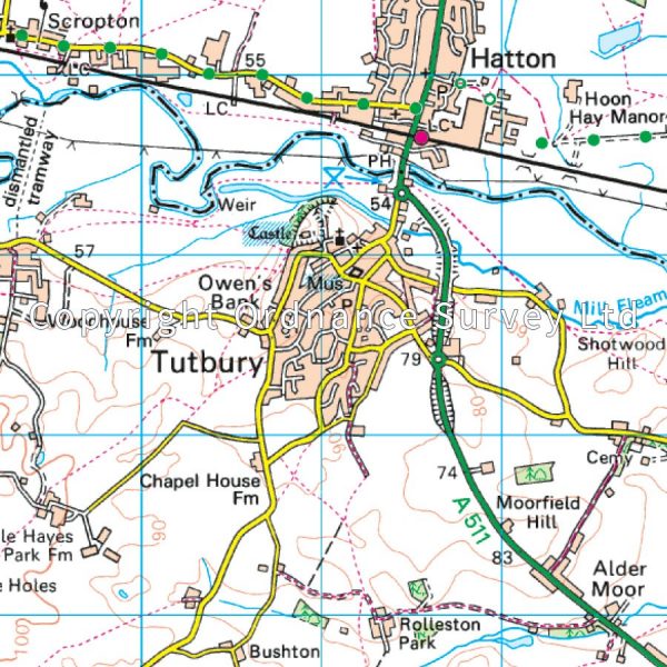 LR-128  Derby | topografische wandelkaart 9780319262269  Ordnance Survey Landranger Maps 1:50.000  Wandelkaarten Midlands, Cotswolds