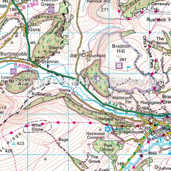 LR-148  Presteigne + Hay-on-Wye | topografische wandelkaart 9780319262467  Ordnance Survey Landranger Maps 1:50.000  Wandelkaarten Zuid-Wales, Pembrokeshire, Brecon Beacons