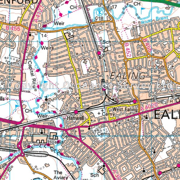 LR-176  West London | topografische wandelkaart 9780319262740  Ordnance Survey Landranger Maps 1:50.000  Stadsplattegronden Londen