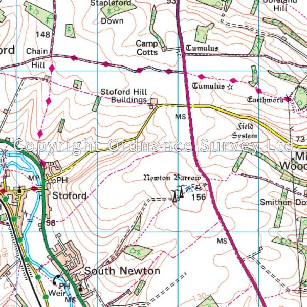LR-184  Salisbury + The Plain | topografische wandelkaart 9780319262825  Ordnance Survey Landranger Maps 1:50.000  Wandelkaarten West Country