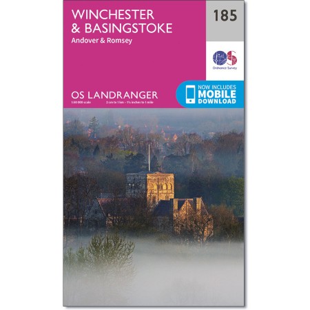 LR-185  Winchester, Basingstoke | topografische wandelkaart 9780319262832  Ordnance Survey Landranger Maps 1:50.000  Wandelkaarten Zuidoost-Engeland