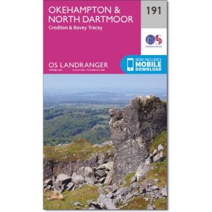 LR-191  Okehampton + North Dartmoor | topografische wandelkaart 9780319262894  Ordnance Survey Landranger Maps 1:50.000  Wandelkaarten West Country