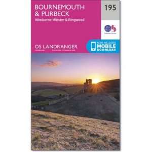 LR-195  Bournemouth, Purbeck | topografische wandelkaart 9780319262931  Ordnance Survey Landranger Maps 1:50.000  Wandelkaarten West Country