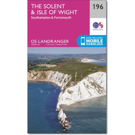 LR-196  Solent + The Isle of Wight | topografische wandelkaart 9780319262948  Ordnance Survey Landranger Maps 1:50.000  Wandelkaarten Zuidoost-Engeland