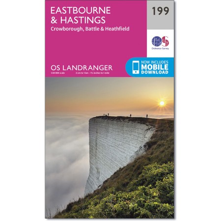 LR-199  Eastbourne, Hastings | topografische wandelkaart 9780319262979  Ordnance Survey Landranger Maps 1:50.000  Wandelkaarten Zuidoost-Engeland