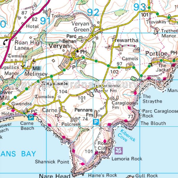 LR-204  Truro + Falmouth | topografische wandelkaart 9780319263020  Ordnance Survey Landranger Maps 1:50.000  Wandelkaarten West Country
