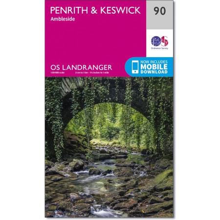 LR-090  Penrith, Keswick + Ambleside | topografische wandelkaart 9780319263372  Ordnance Survey Landranger Maps 1:50.000  Wandelkaarten Noordwest-Engeland