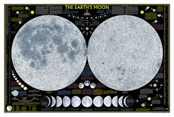 [22] De Maan (wandkaart) 9780792280941  National Geographic NG planokaarten  Wandkaarten Universum (Heelal)