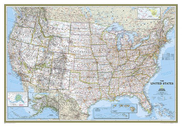 USA Political Standard Map 9780792293187  National Geographic NG planokaarten  Wandkaarten Verenigde Staten