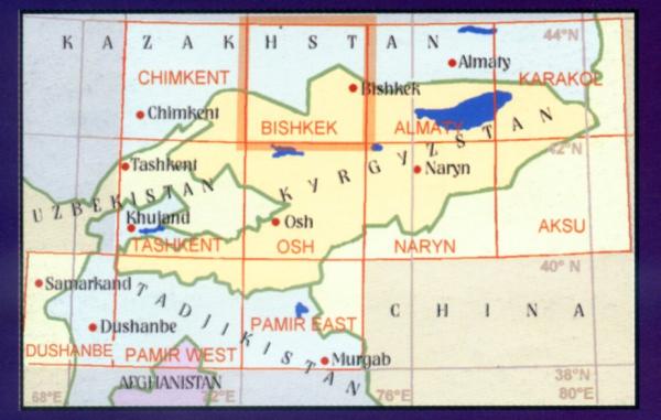 Bishkek 1:500.000 9780906227824  EWP Central Asia 1:500t.  Landkaarten en wegenkaarten Zijderoute (de landen van de)