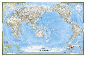 [24] World Political Pacific Centered |78 x 117cm 9781597751148  National Geographic NG planokaarten  Wandkaarten Wereld als geheel