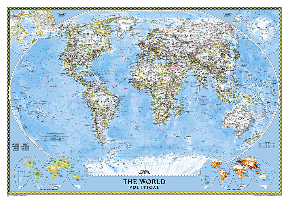 [03] World Political 1:45.000.000 9781597752138  National Geographic NG planokaarten  Wandkaarten Wereld als geheel