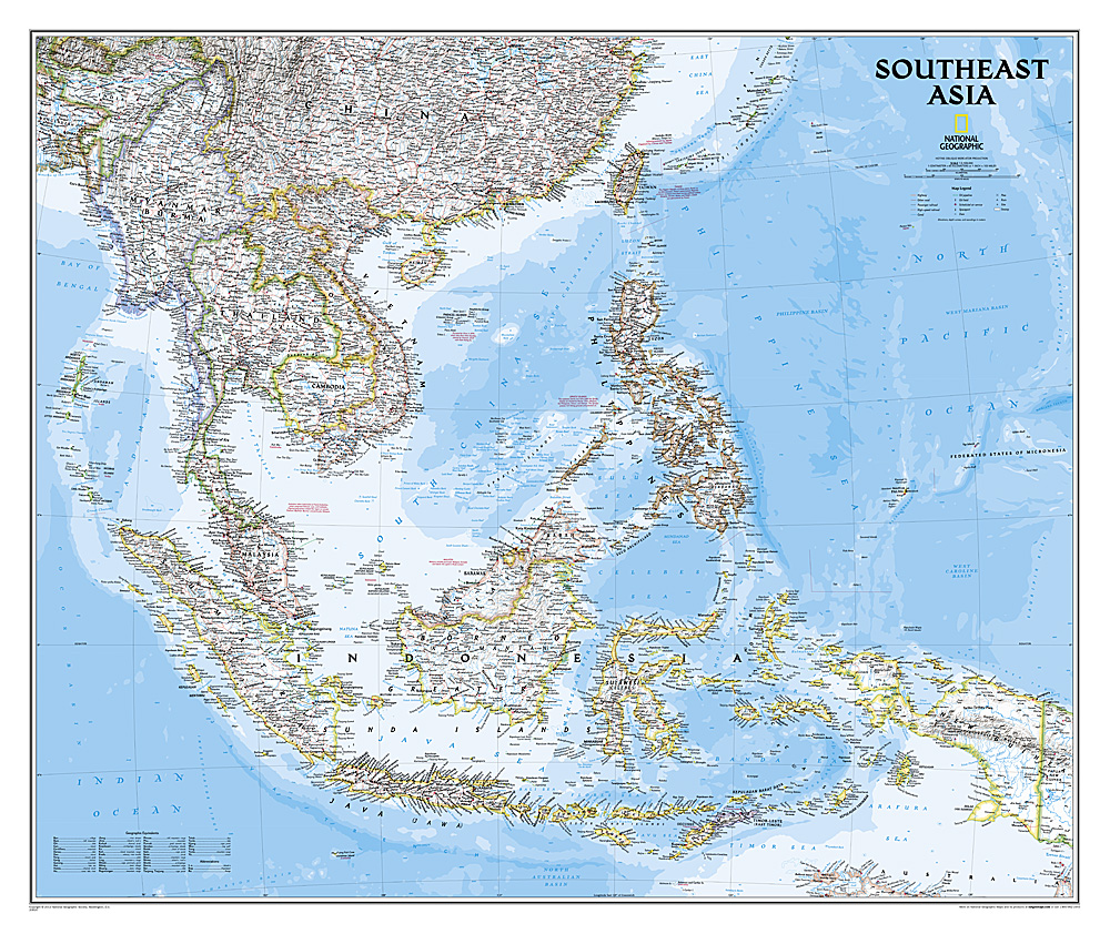 South-East Asia | wandkaart Zuidoost-Azië 9781597754439  National Geographic NG planokaarten  Wandkaarten Zuid-Oost Azië