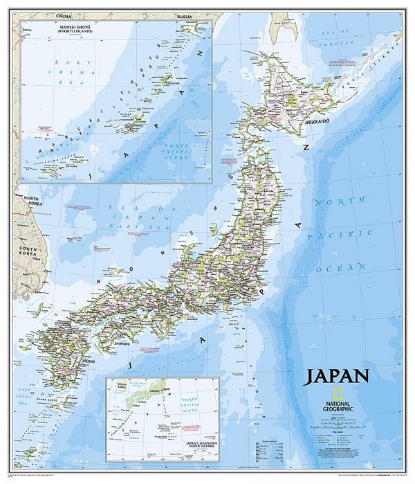 Japan 1:3.100.000 9781597754934  National Geographic NG planokaarten  Wandkaarten Japan
