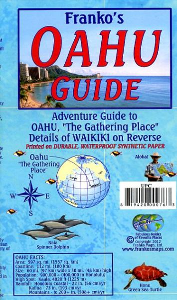 Oahu 1:176 000 & Waikiki Guide Map 9781601901446  Franko's Maps   Landkaarten en wegenkaarten 